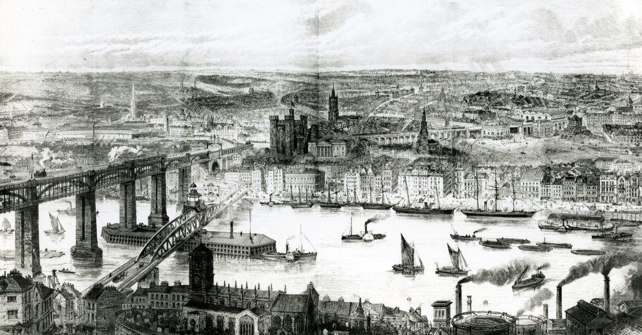 Newcastle upon Tyne, illustration från "The Illustrated London News", 16 juli 1887 av Thomas Sulman