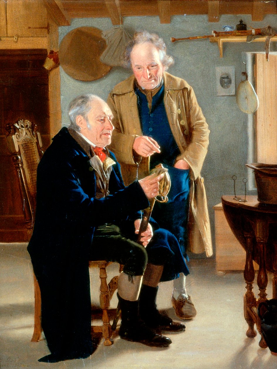 Undersöker svärdet, 1822 av Thomas Sword Good