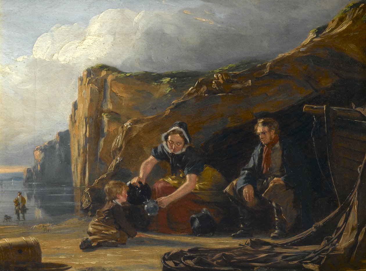 Strandscen med figurer av Thomas Sword Good