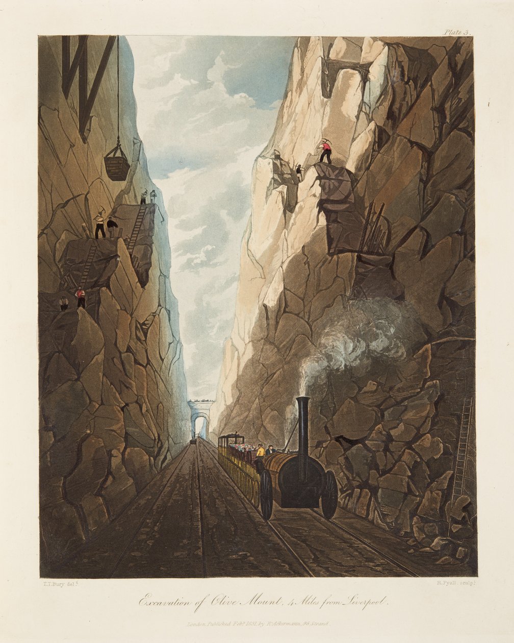 Utgrävning av Olive Mount, 4 Miles from Liverpool, 1831 (handfärgad gravyr) av Thomas Talbot Bury