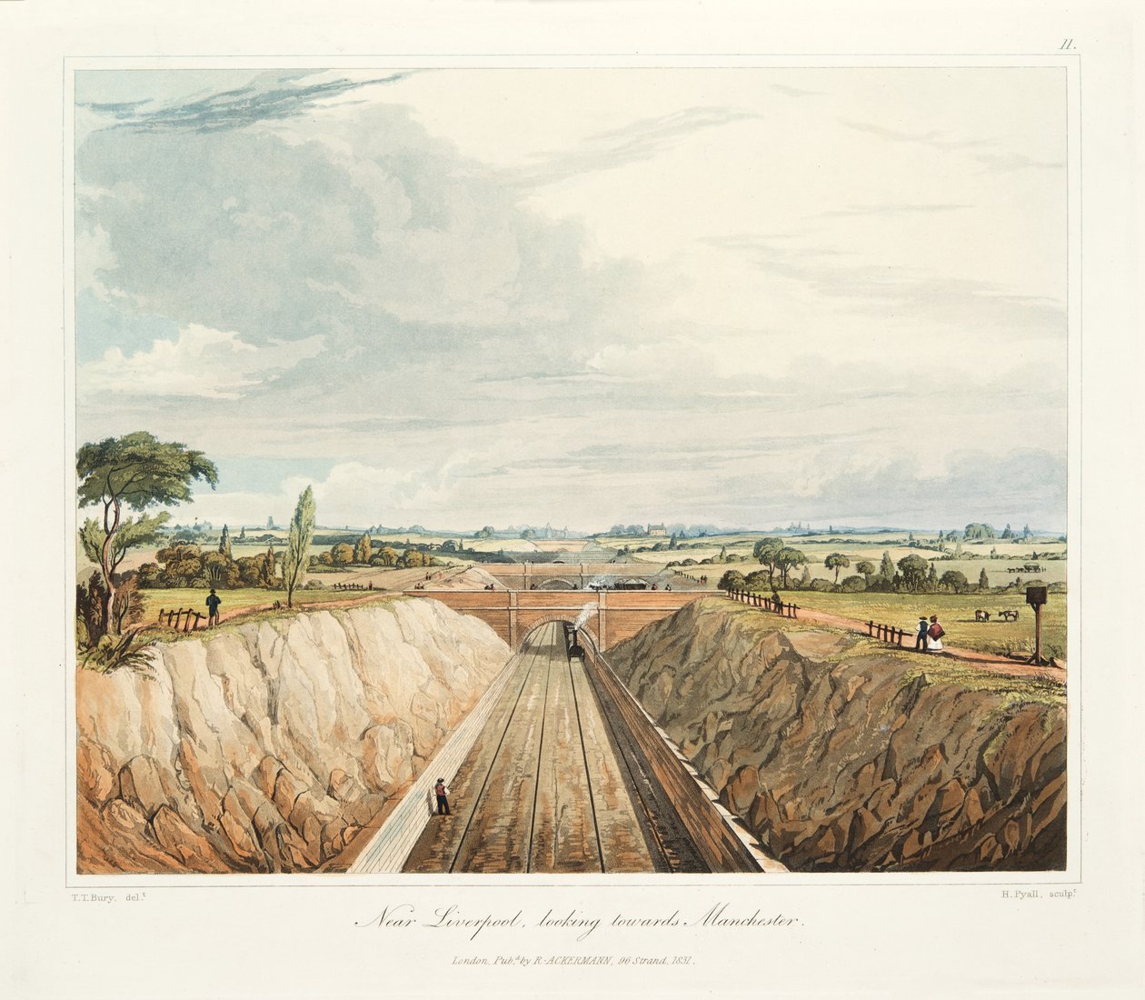 Nära Liverpool, med utsikt mot Manchester, publicerad 1831 (handfärgad gravyr) av Thomas Talbot Bury