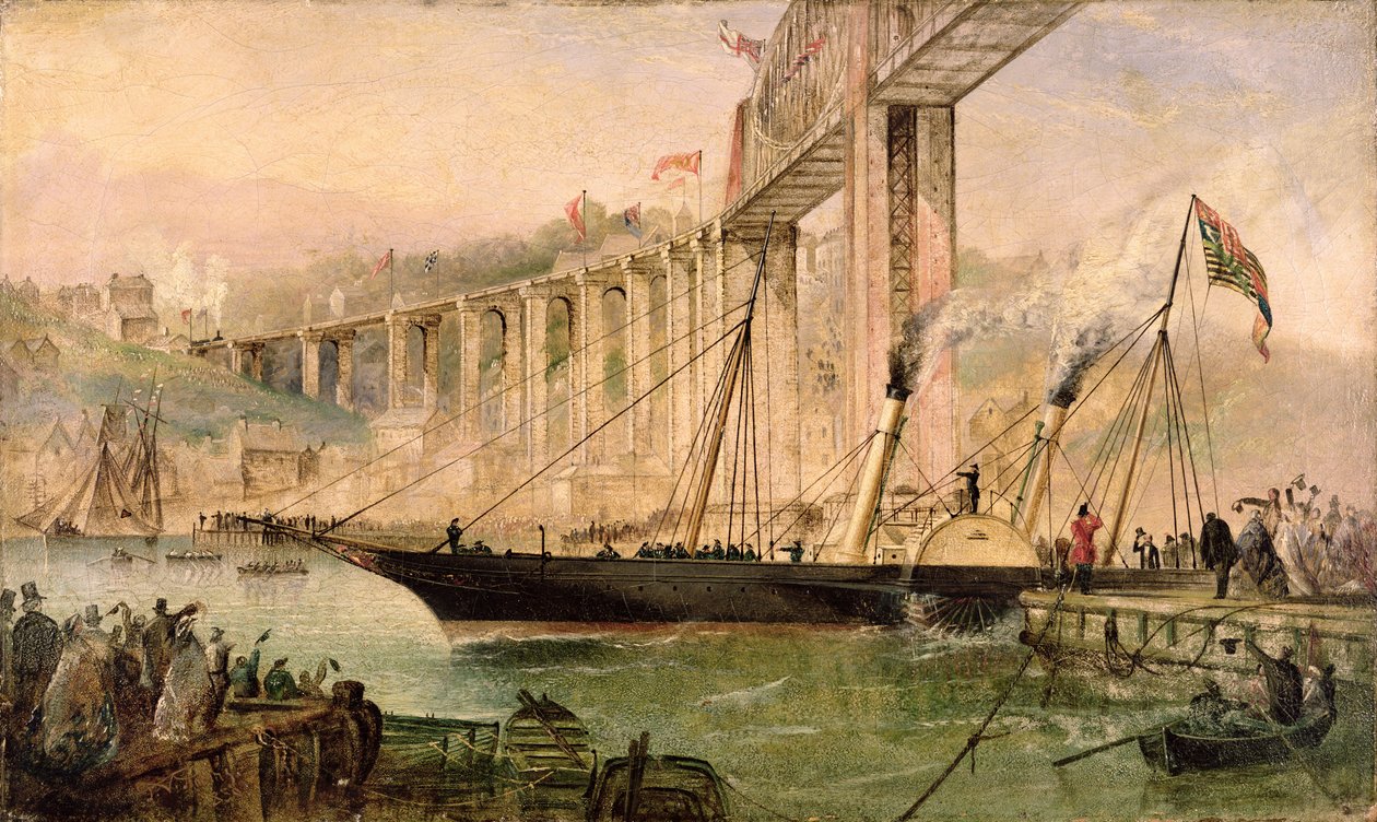 Öppningen av Saltash-bron av Prins Albert, 2 maj 1859, ca 1859 av Thomas Valentine Robins