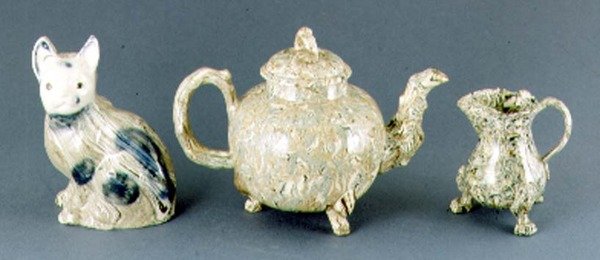 Tekanna och gräddkanna, ca 1745-50 (agatgods) av Thomas Whieldon