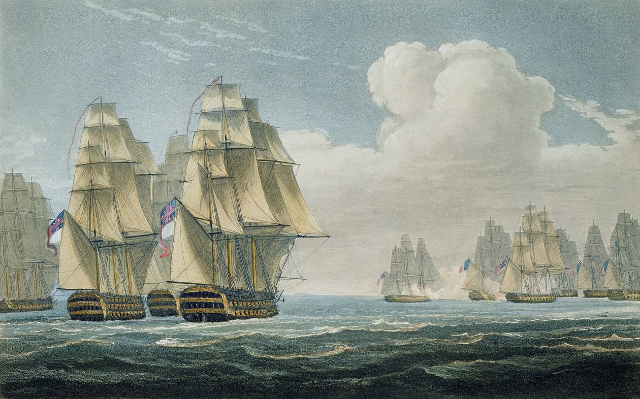 Efter slaget vid Trafalgar, 21 oktober 1805, graverad av F.C. Lewis för "The Naval Chronology of Great Britain" av J. Ralfe, publicerad 1820. av Thomas Whitcombe