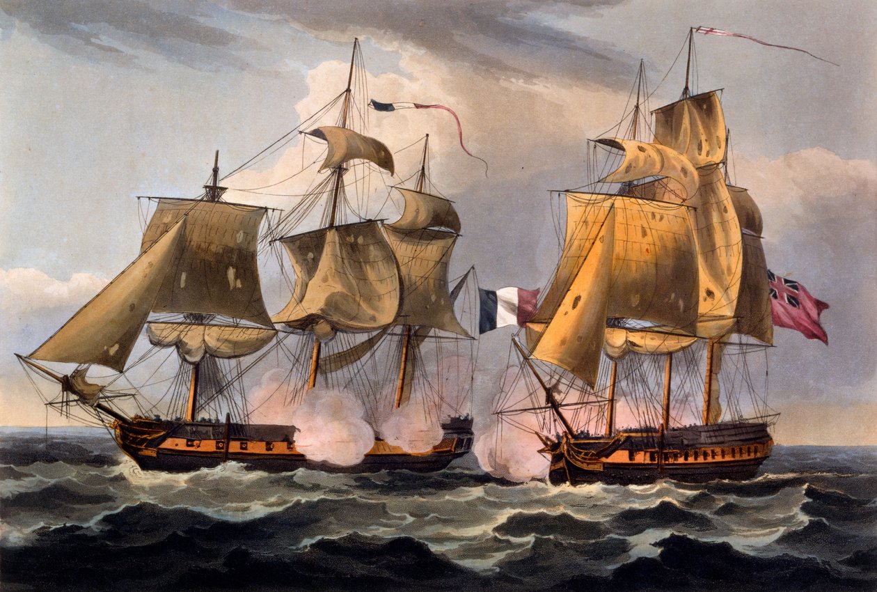 Capture of Castor, tryck gjord av Thomas Sutherland, från 