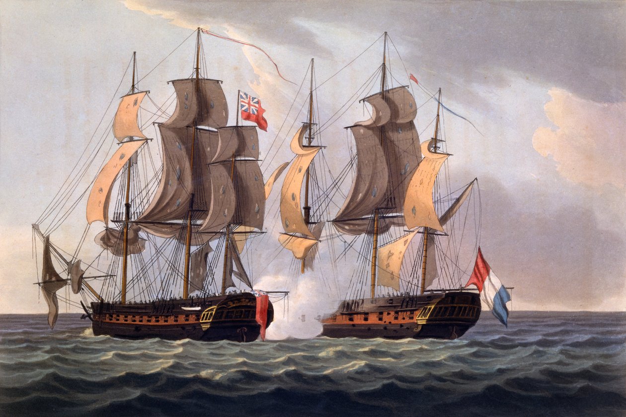 Capture of La Proserpine, tryck gjord av J. Jeakes, från 