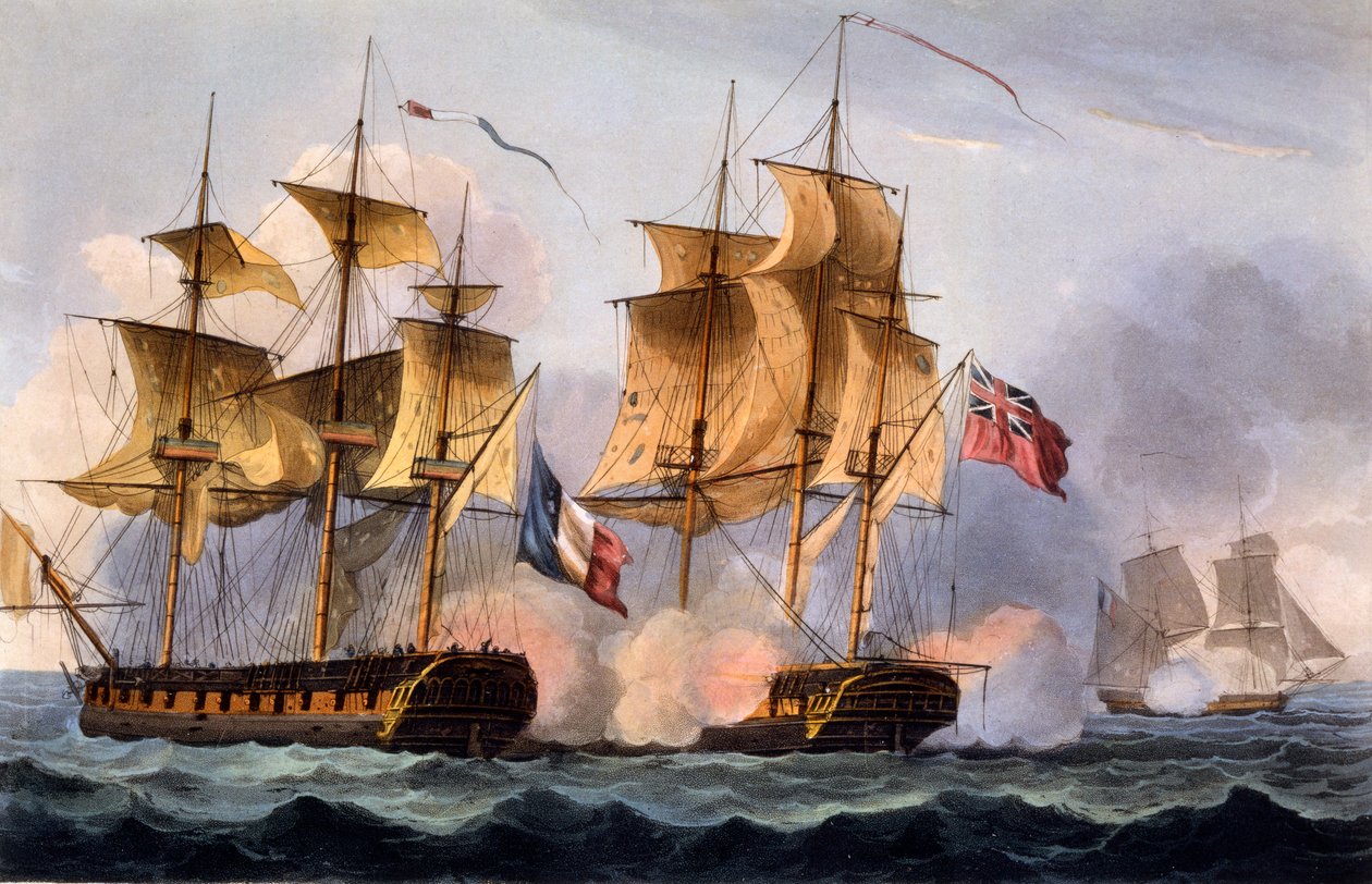 Capture of Le Desius, tryck gjord av Thomas Sutherland, från 