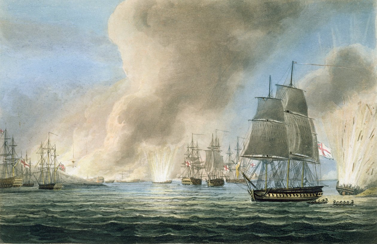 Förstörelse av den turkiska flottan, 19 februari 1807, graverad av T. Sutherland för 