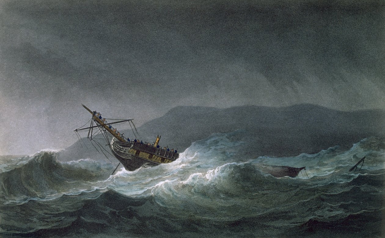 Förlusten av Blanche utanför Abrevack den 4 mars 1807, graverad av T. Sutherland för "The Naval Chronology of Great Britain" av J. Ralfe, publicerad 1820. av Thomas Whitcombe