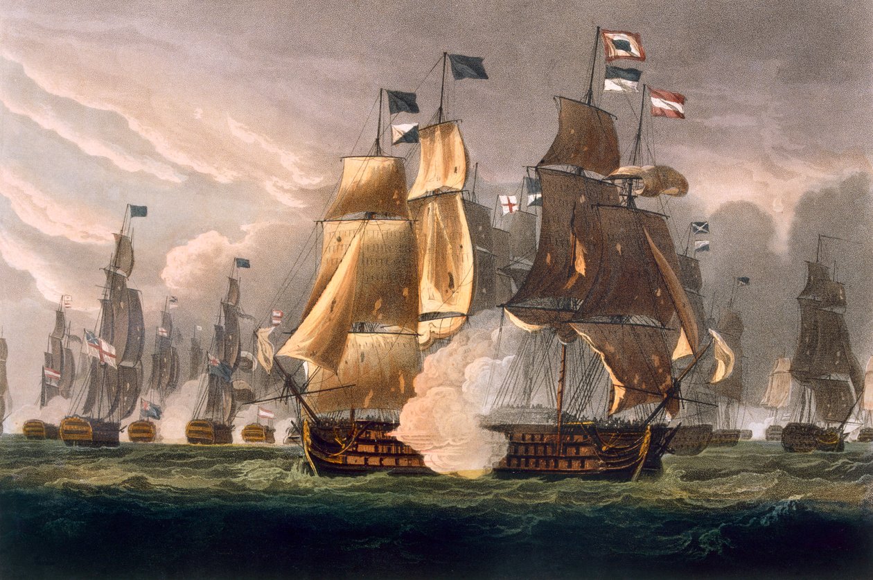 Slaget vid Cape St. Vincent, 14 februari 1797, graverad av J. Baily för J. Jenkins 
