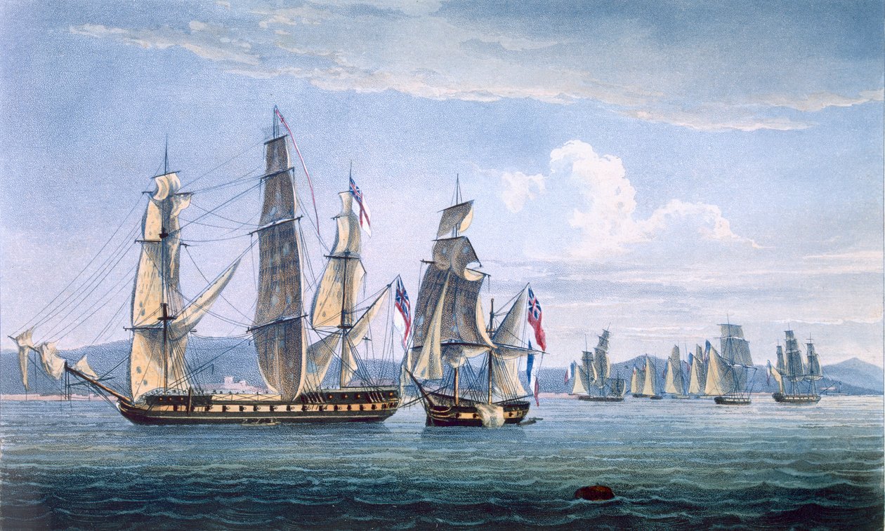 Kapningen av Le Sparviere den 3 maj 1810, graverad av T. Sutherland för "The Naval Chronology of Great Britain" av J. Ralfe, publicerad 1820. av Thomas Whitcombe