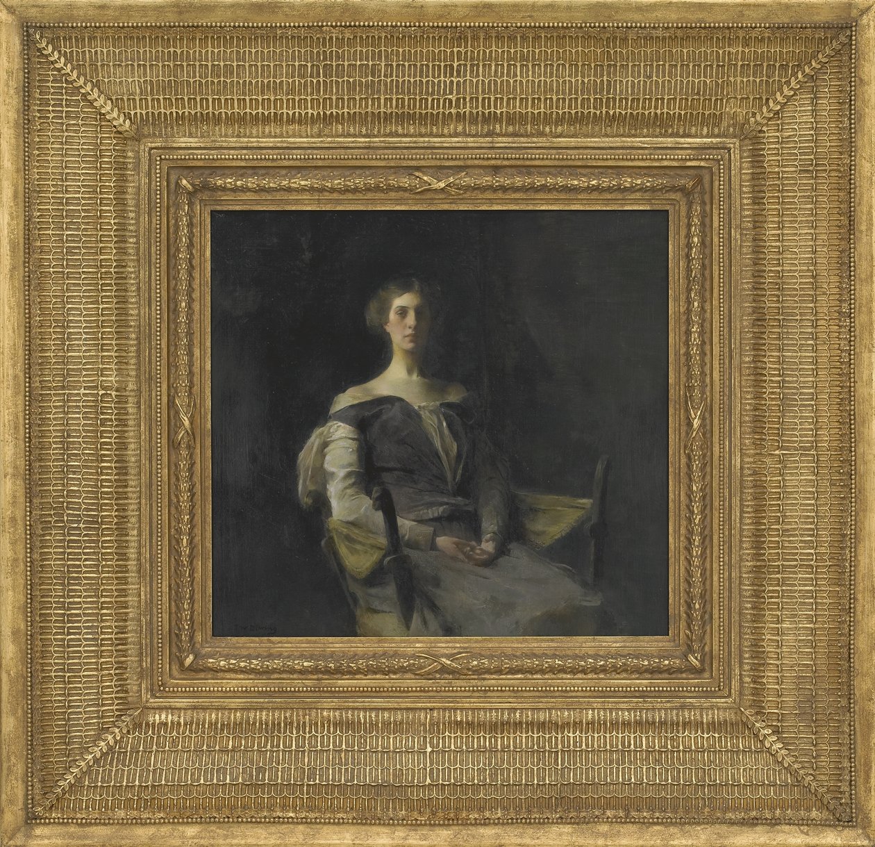 Porträtt av en flicka, 1905 (olja på träpanel) av Thomas Wilmer Dewing