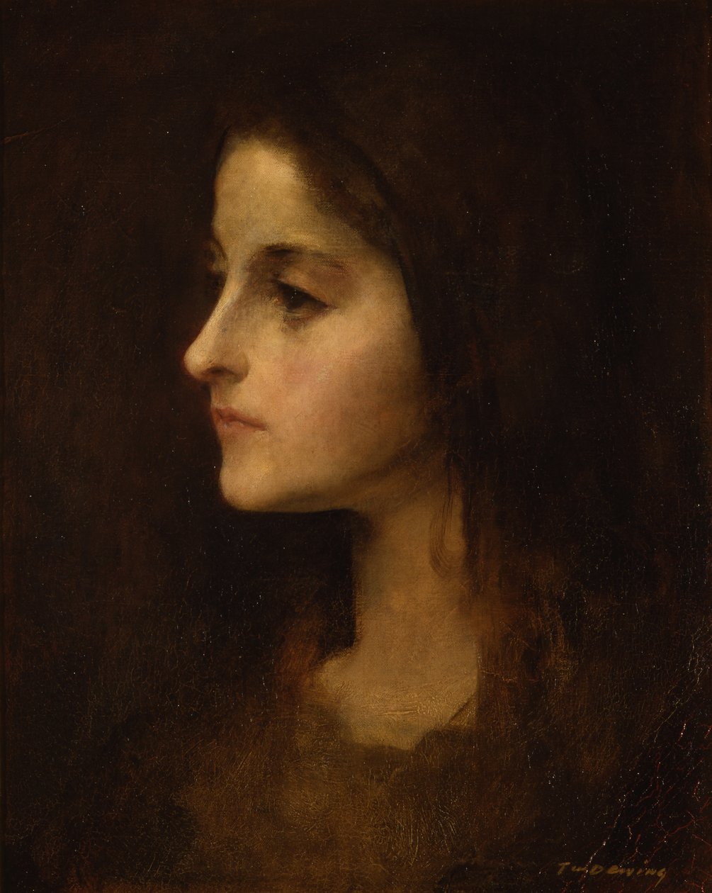 Porträtt av en ung flicka, ca 1890 av Thomas Wilmer Dewing