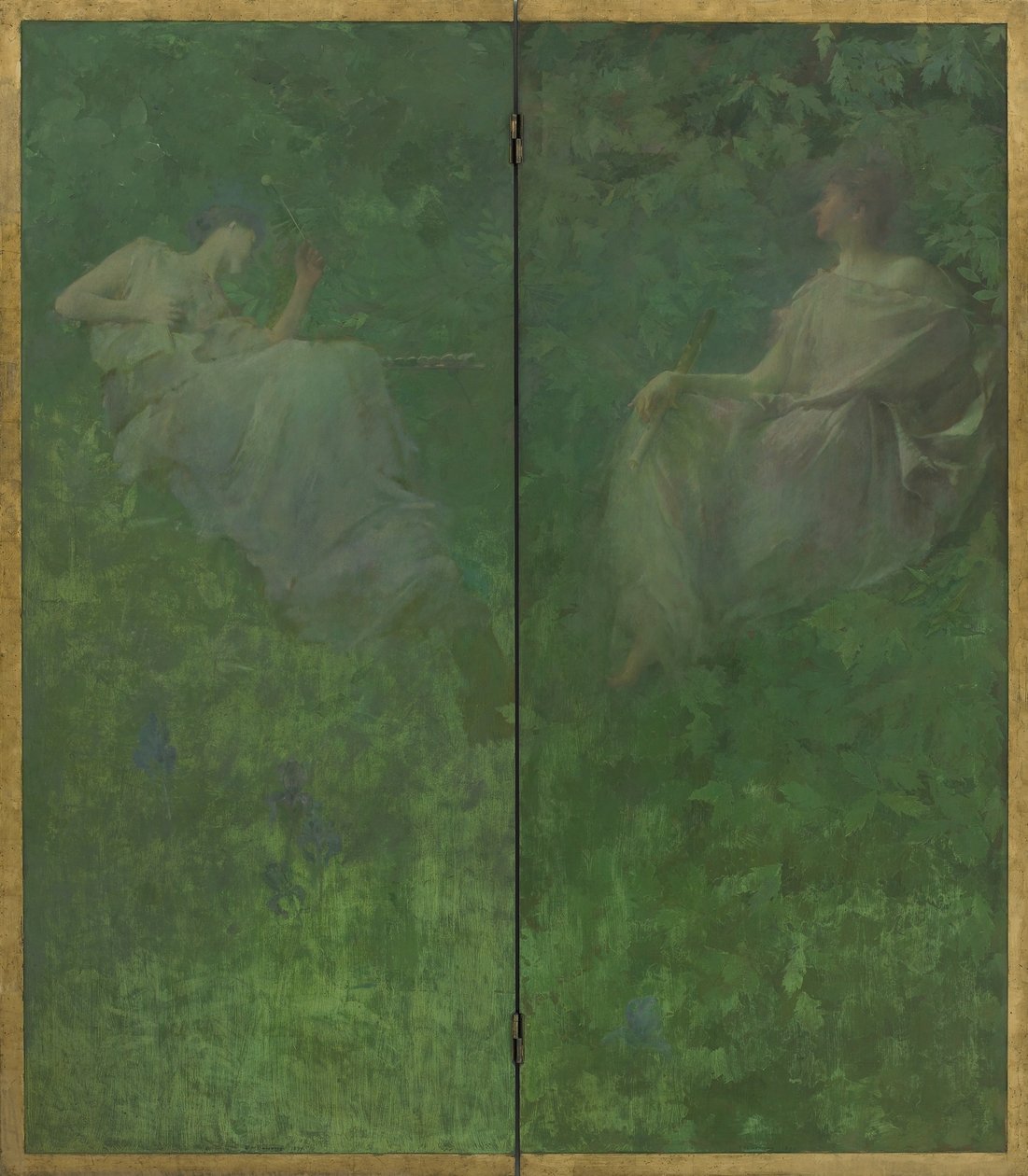 The Four Sylvan Sounds, 1896-97 (olja på träpaneler) av Thomas Wilmer Dewing