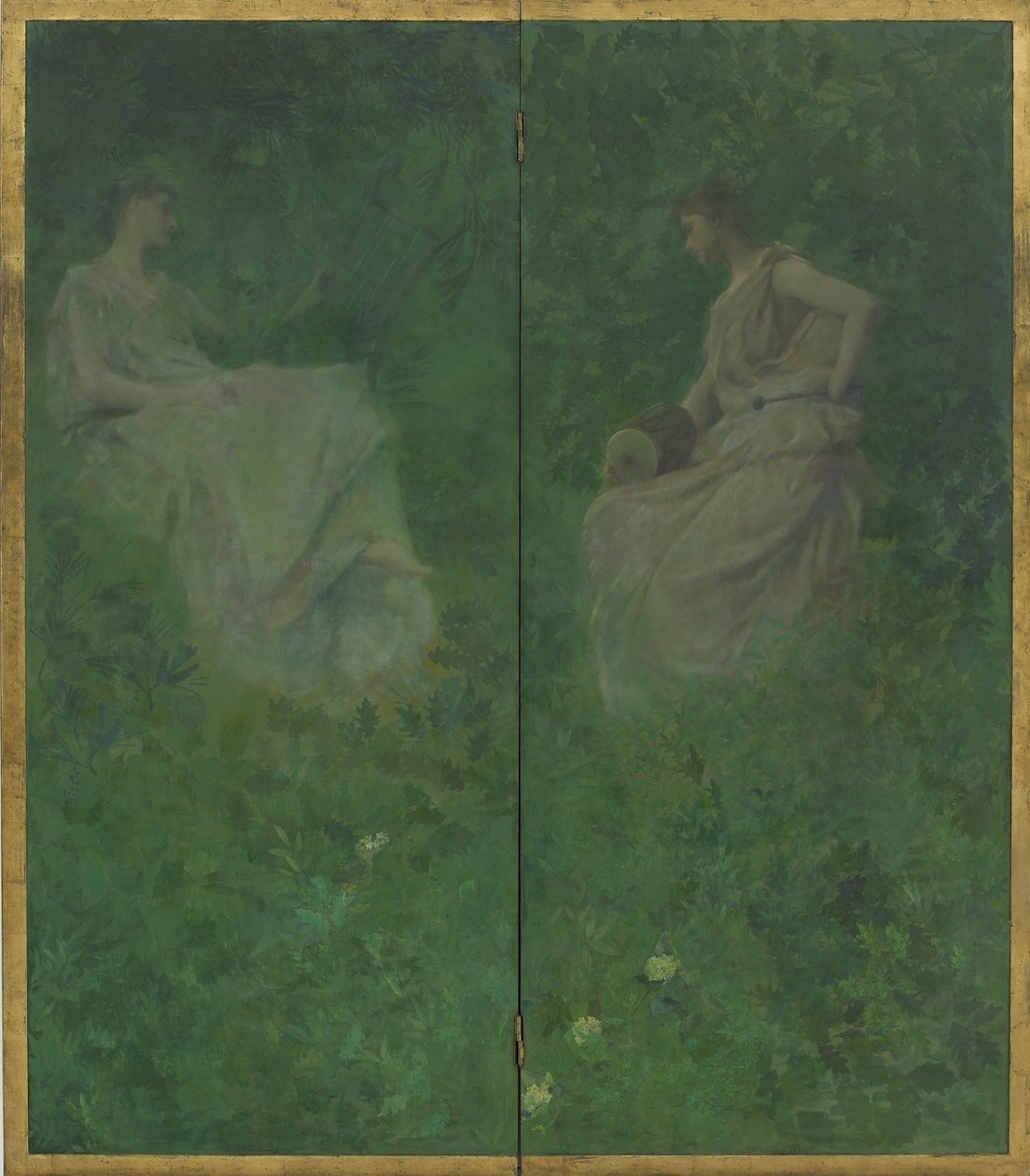 The Four Sylvan Sounds, 1896-97 (olja på träpaneler) av Thomas Wilmer Dewing