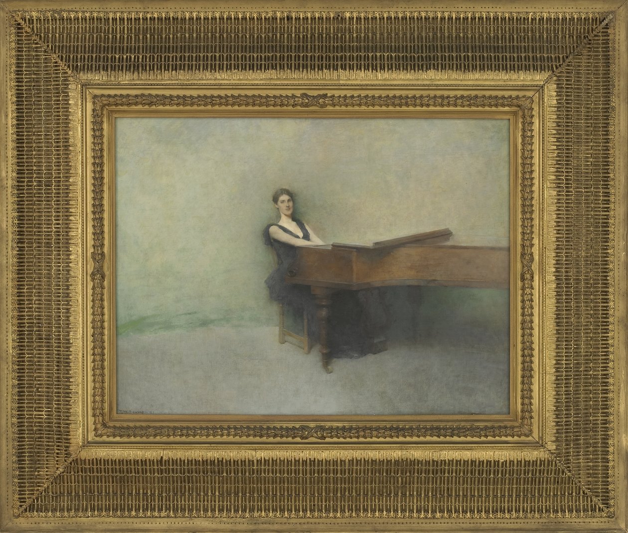Pianot, 1891 (olja på träpanel) av Thomas Wilmer Dewing