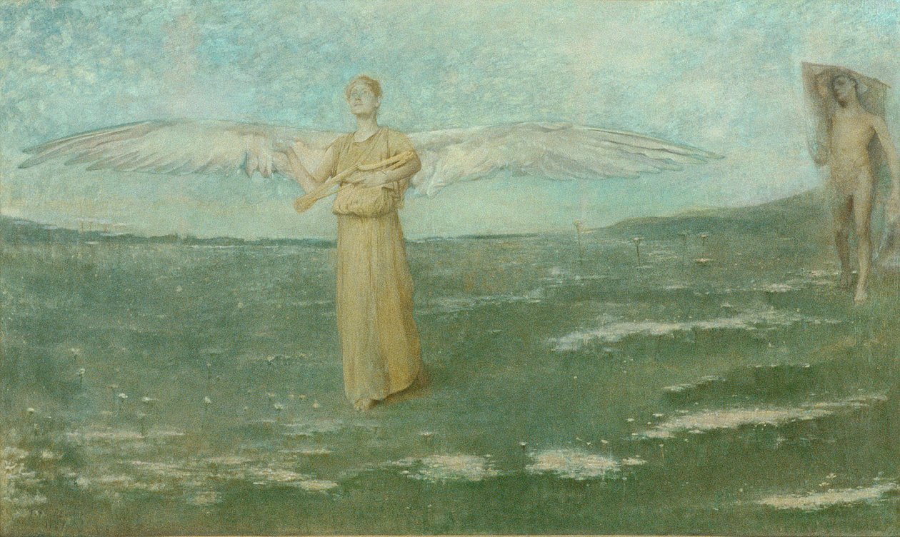 Tobias och ängeln, 1887 av Thomas Wilmer Dewing
