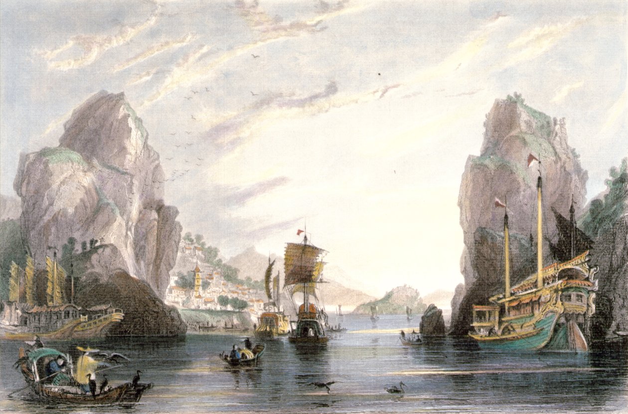 Shi-Mun, eller Rock Gates, ca 1850 av Thomas Allom