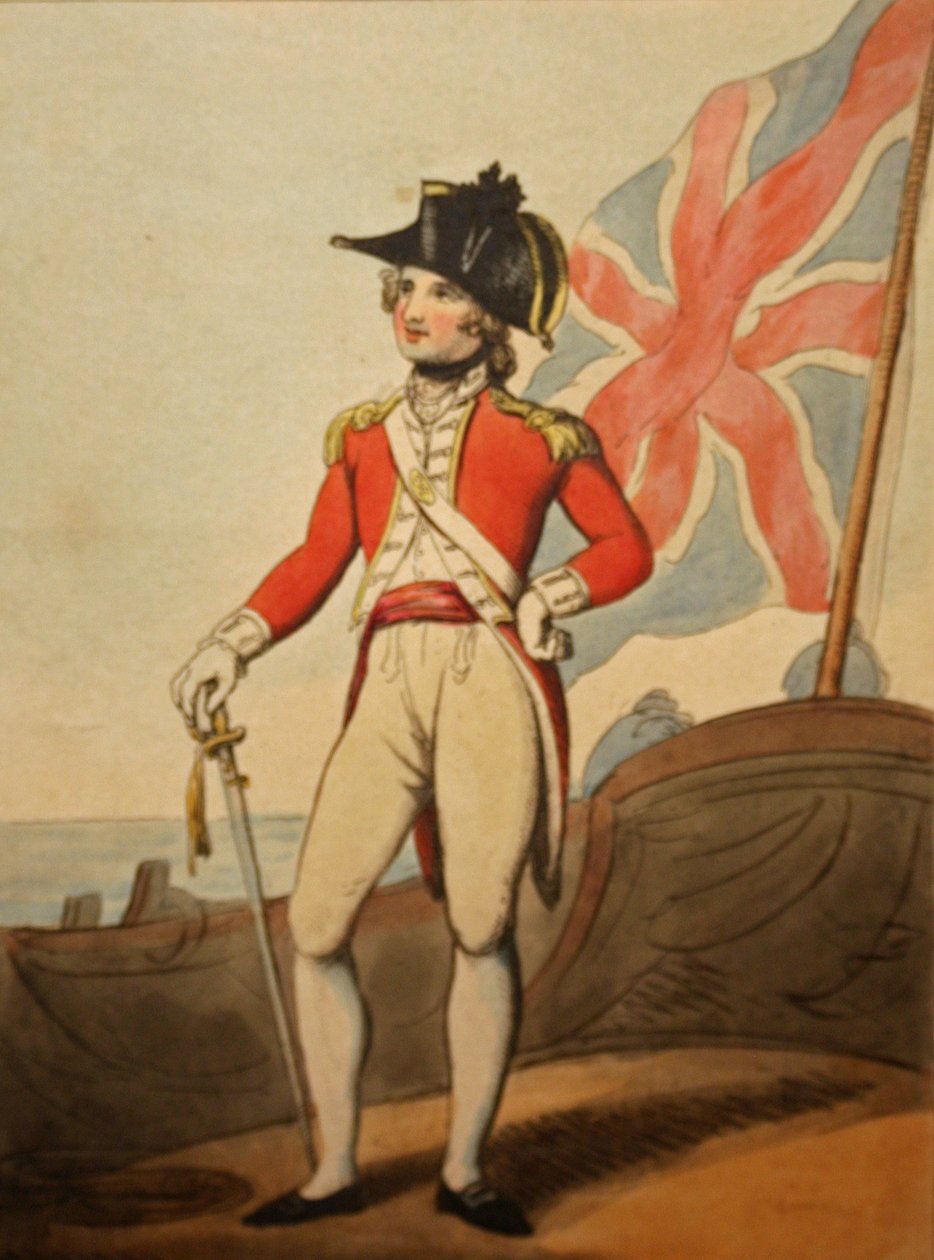 Captain of Marines, 1799 (handfärgad etsning) av Thomas after Rowlandson