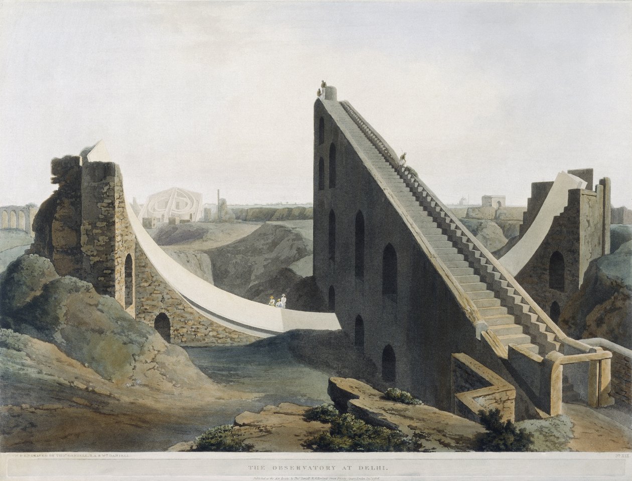Observatoriet i Delhi, tallrik XIX från Oriental Scenery, pub. 1808 (färgad akvatint) av Thomas und William Daniell