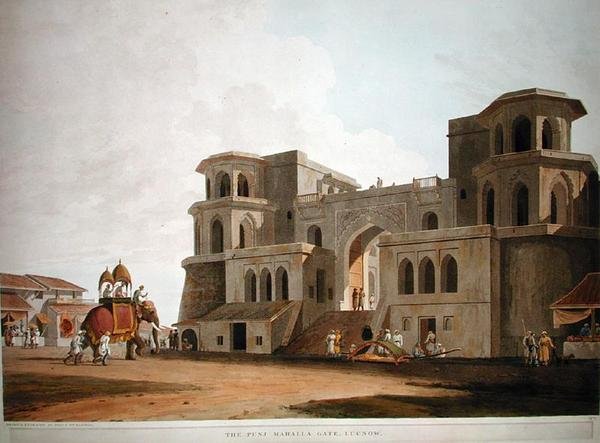 Punj Mahalla-porten, Lucnow, publicerad 1801 av Thomas und William Daniell