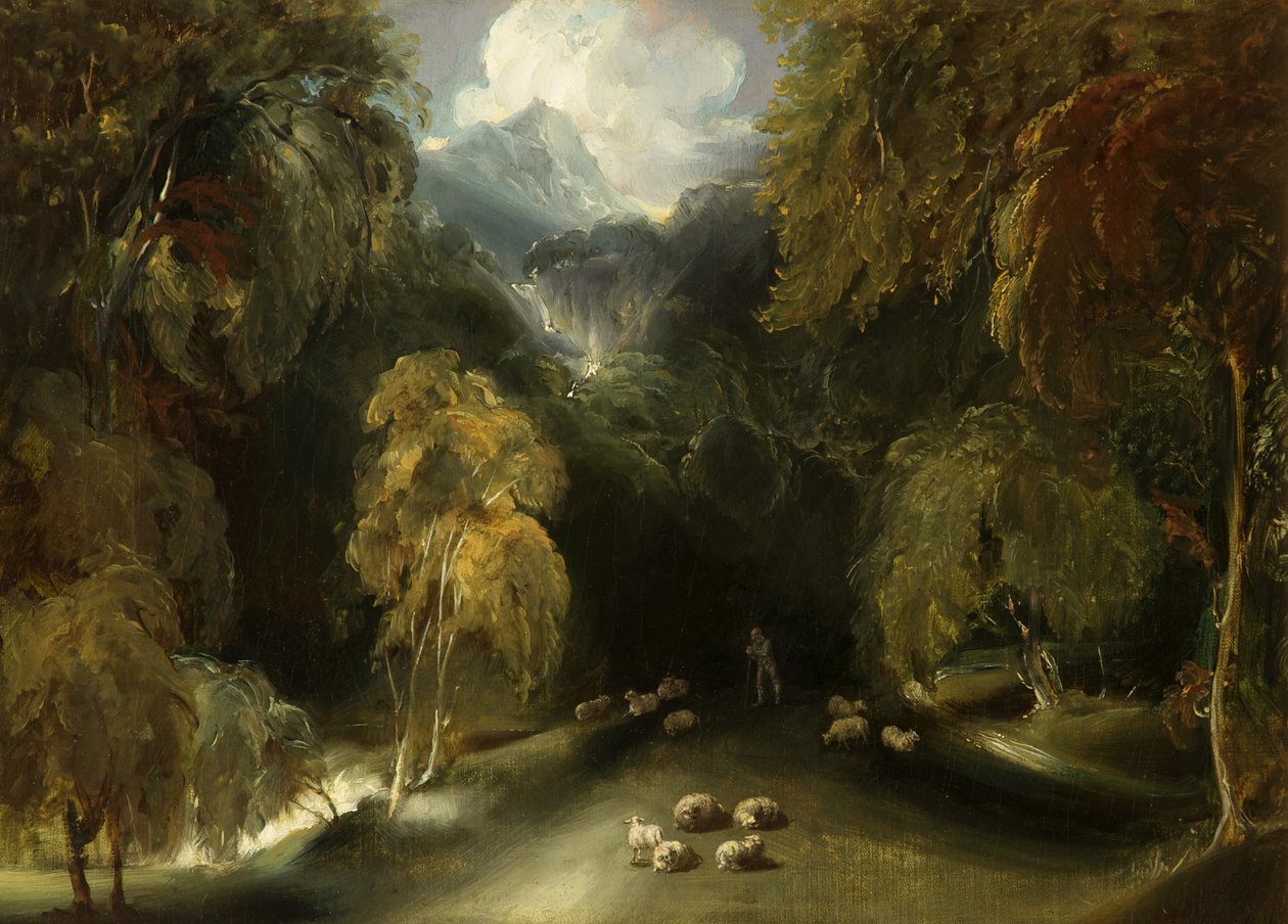En vy över Dovedale, blickar mot Thorpe Cloud av Thomas attr. to Lawrence