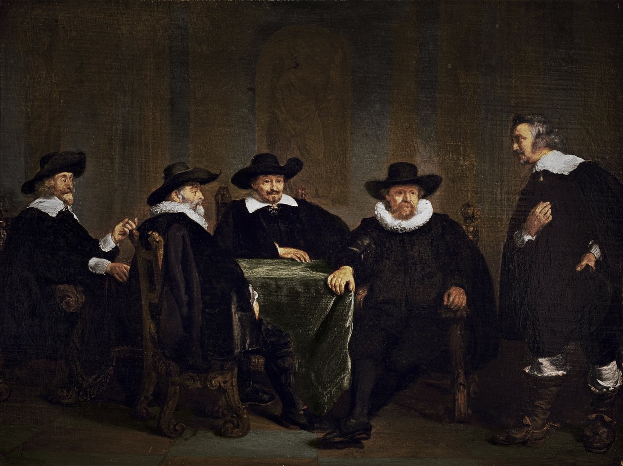 De fyra borgmästarna i Amsterdam får veta om Maria de’ Medicis ankomst den 1 september 1638, 1638 av Thomas de Keyser