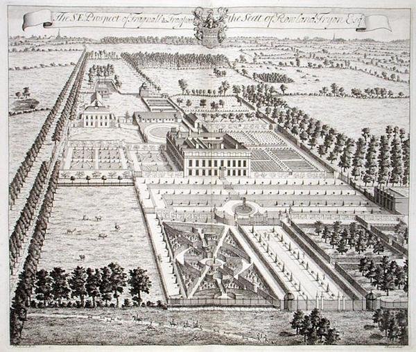 The South East Prospect of Frogpool, sätet för Rowland Fdyon, från "Thirty Six Different Views of Noblemen and Gentlemen