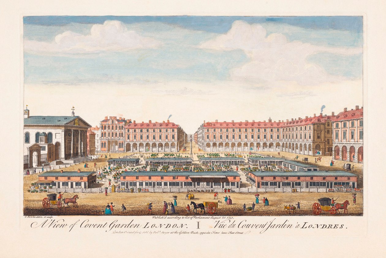 Utsikt över Covent Garden, London av Thomas (after) Bowles