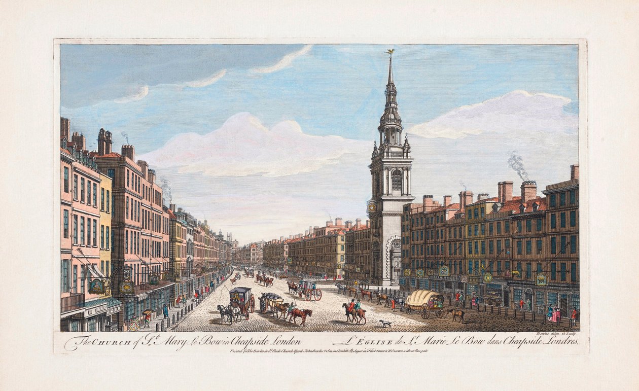 St, Mary le Bow kyrka, London av Thomas (after) Bowles
