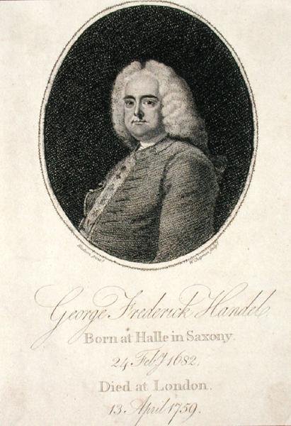 George Frederick Handel (1685-1759) graverad av W. Chapman (gravyr) av Thomas (after) Hudson