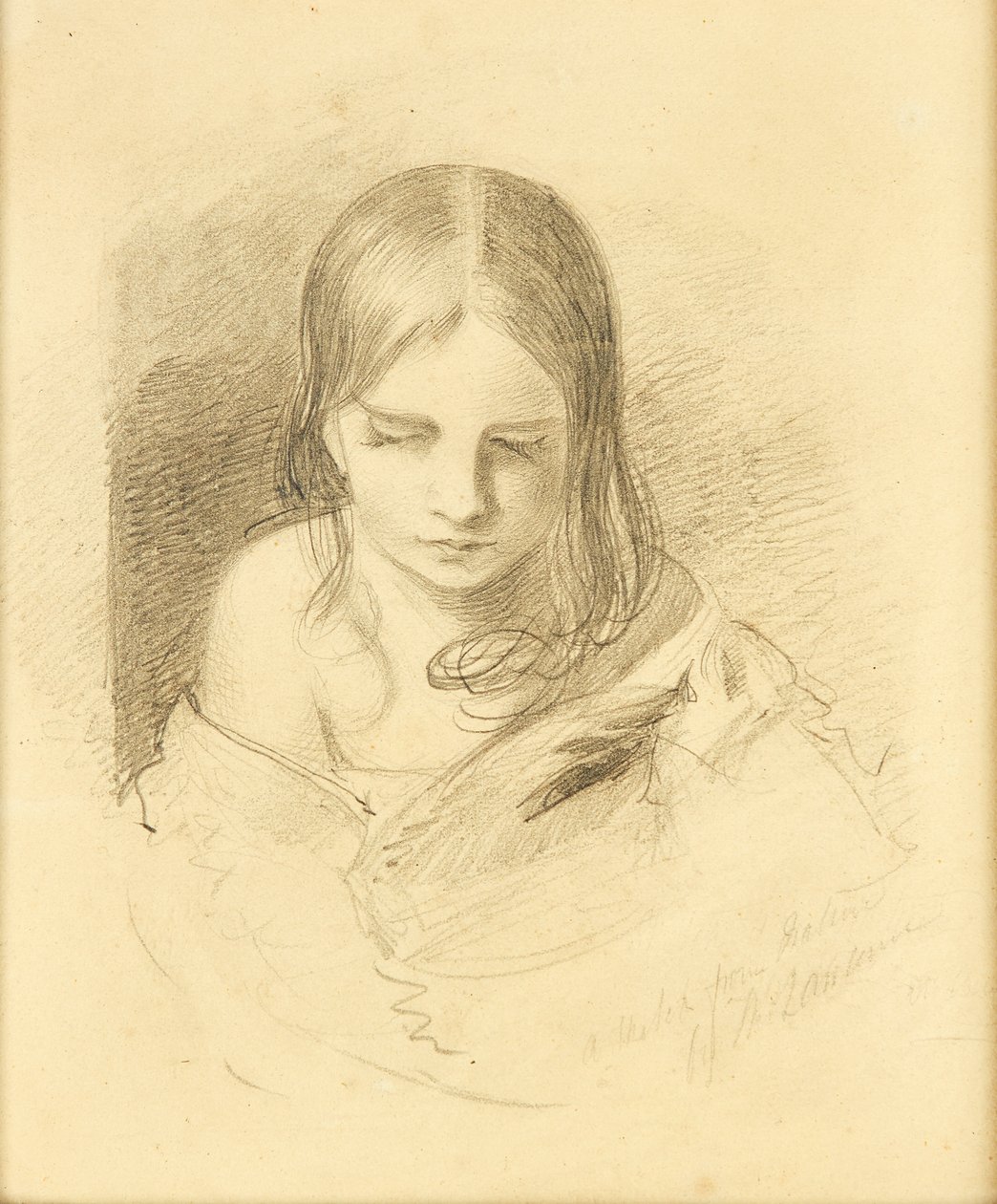 En skiss från naturen, sägs vara Ines Fletcher (penna) av Thomas (after) Lawrence