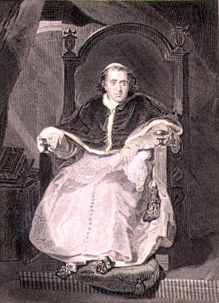 Den romerske påven, Pius VII (Luigi Barnaba Chiaramonti) (1742-1823) graverad av Samuel Freeman (1773-1857) pub. av A. Fullarton & Co. (gravyr) av Thomas (after) Lawrence