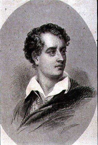 Porträtt av George, Lord Byron (1788-1824) (gravyr) av Thomas (after) Phillips