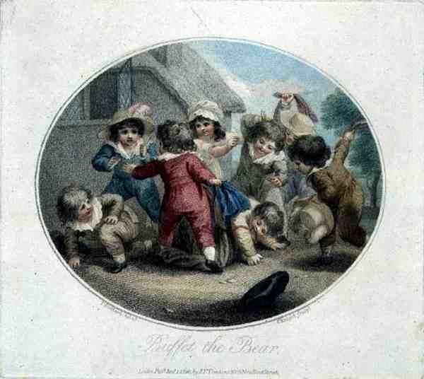 Buffet the Bear, graverad av Charles Knight (1743-c.1826), pub. av J.F. Tomkins av Thomas (after) Stothard