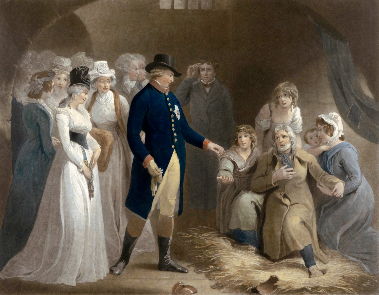 George III besöker fängelset i Dorchester. Royal Beneficence. av Thomas (after) Stothard