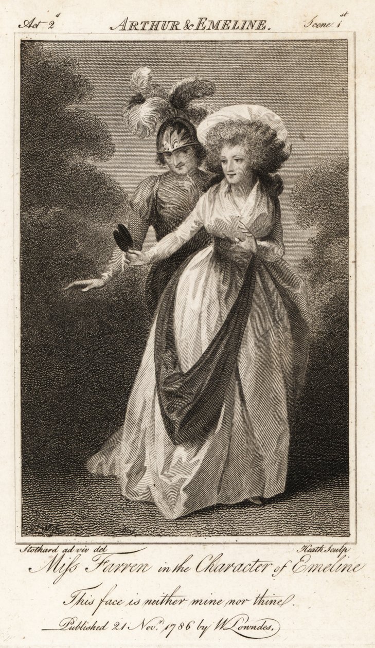 Miss Elizabeth Farren i rollen som Emeline i John Drydens Arthur and Emeline av Thomas (after) Stothard