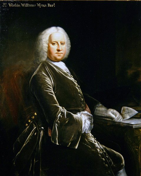 Porträtt av Sir Watkin Williams Wynn, 3rd Bt., sent 1730-tal (olja på duk) av Thomas (attr. to) Frye