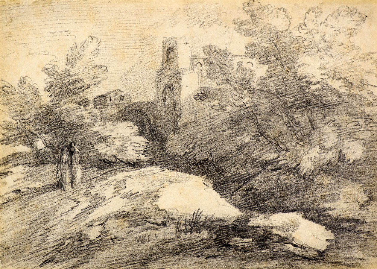 Landskap (penna) av Thomas (attr. to) Gainsborough