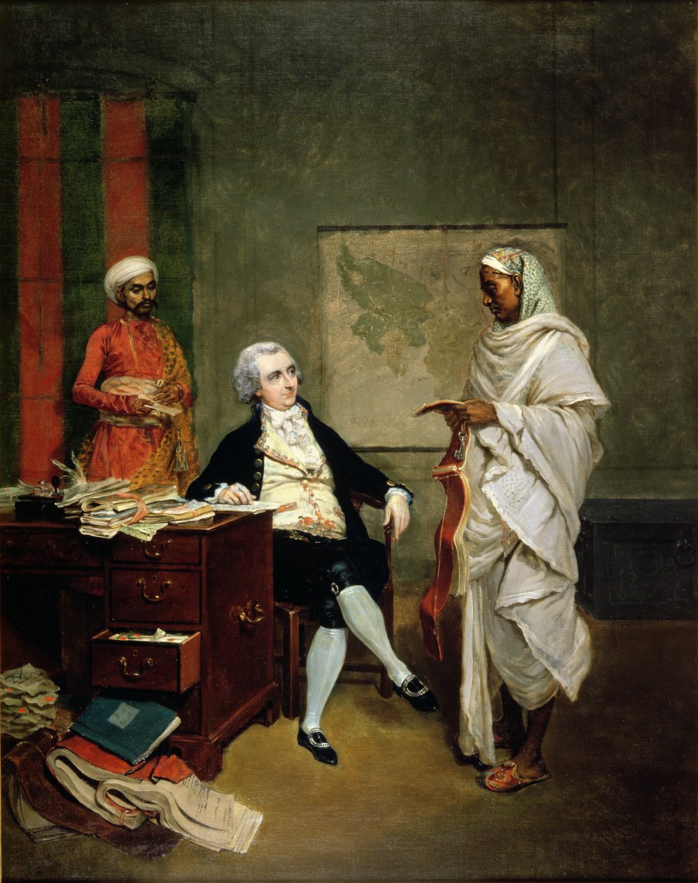 Foster 638 (138) John Mowbray med sin penningagent, Banian, ca 1790 av Thomas (attr. to) Hickey