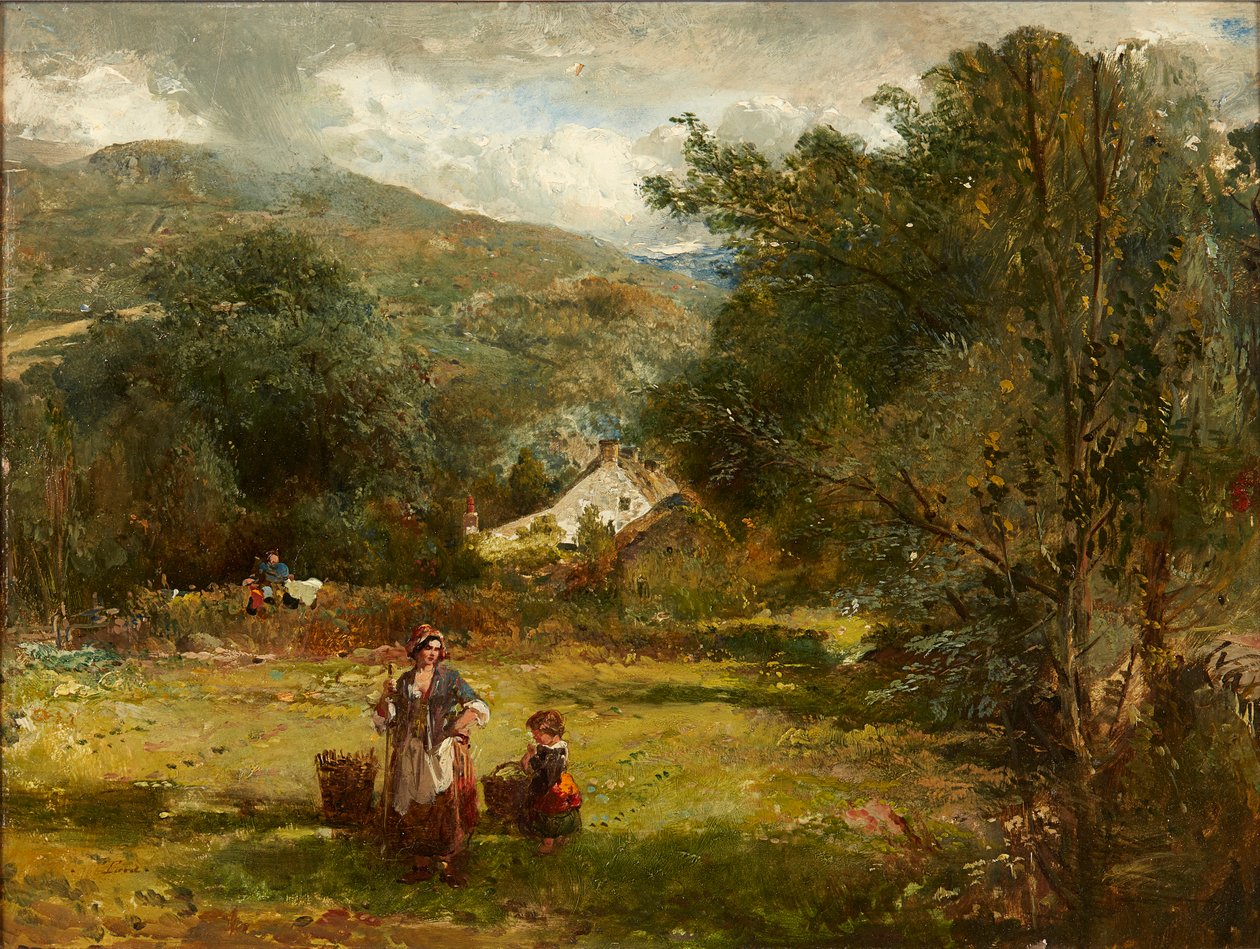 Arbeta på fältet (olja ombord) av Thomas (follower of) Faed