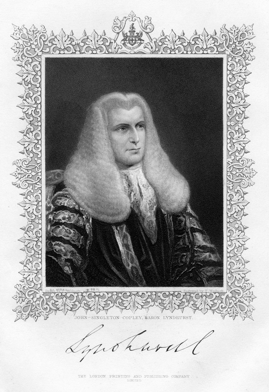 John Singleton Copley 1738-1815, brittisk lordkansler och politiker, 1800-talet. av Thomas A. Woolnoth