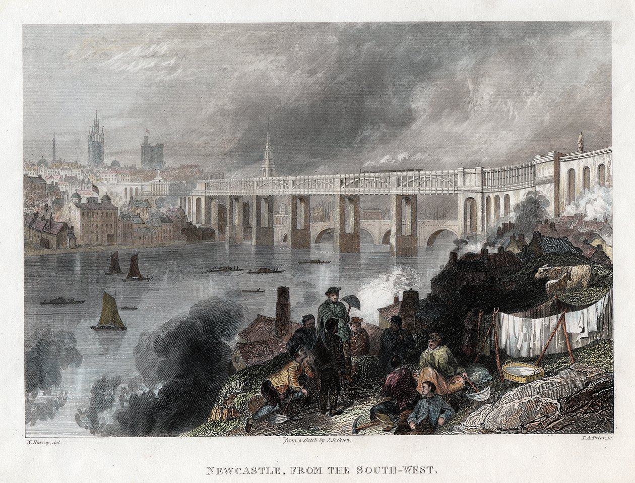 High Level Bridge över Tyne i Newcastle, 1849 av Thomas Abiel Prior
