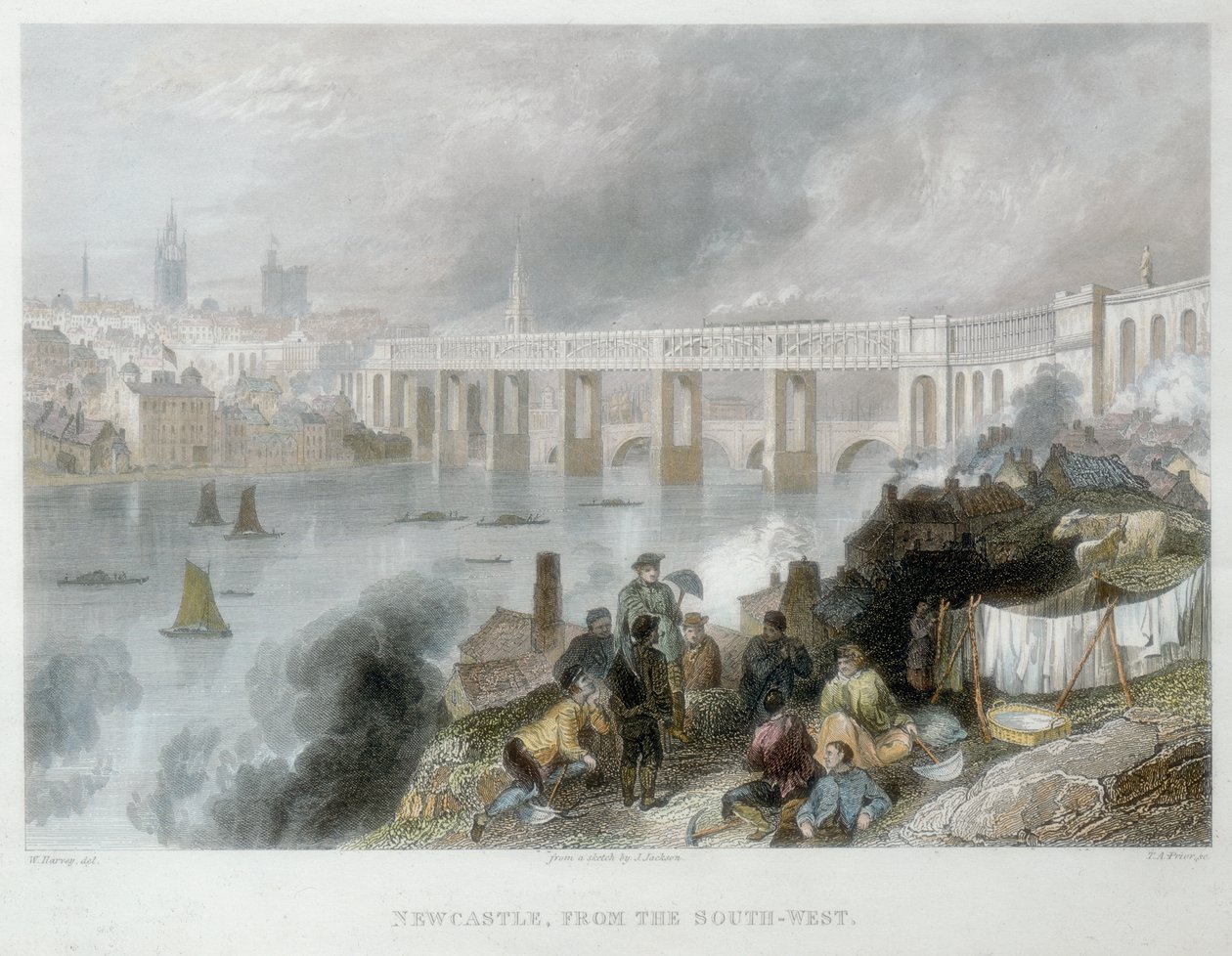Newcastle-upon-Tyne från sydväst, c1850 av Thomas Abiel Prior