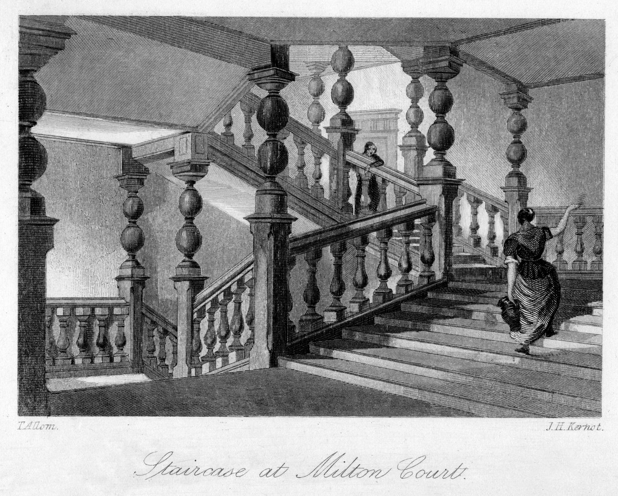 Trappa vid Milton Court, nära Dorking, Surrey, 1800-talet. av Thomas Allom