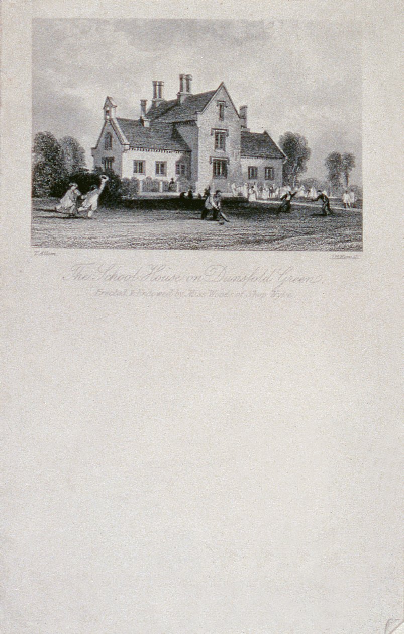 The School House på Dunsfold Green, Surrey, 1850 (stållinjegravering) av Thomas Allom