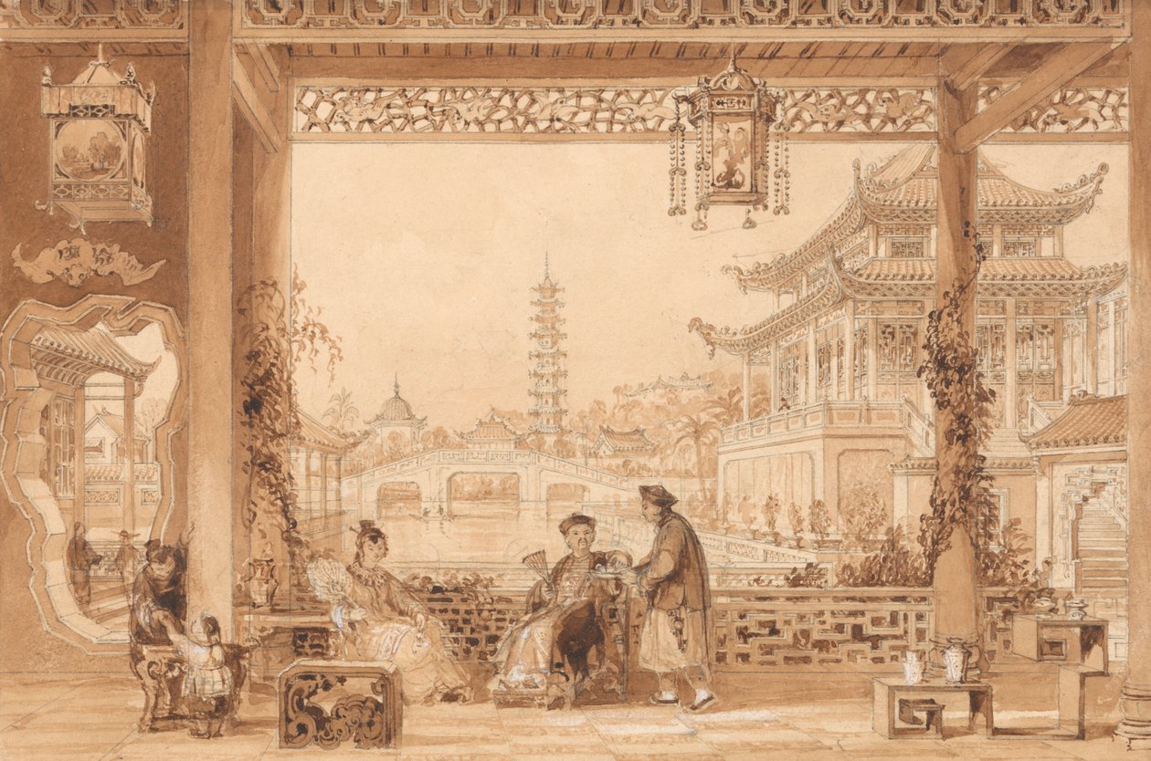 Terrassen i ett mandarins hus i Peking av Thomas Allom