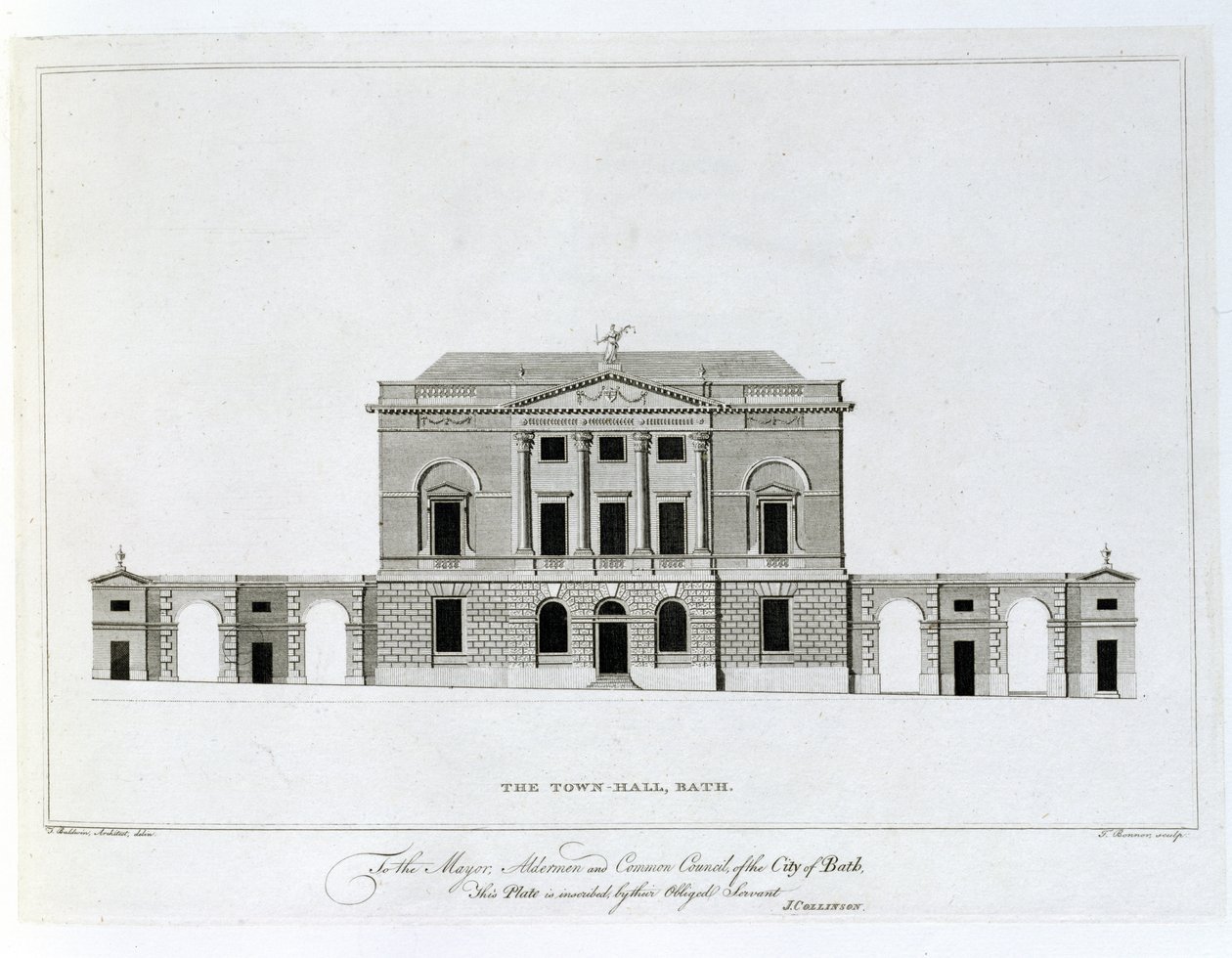 Rådhuset, Bath, graverat av T. Bonnor av Thomas Baldwin