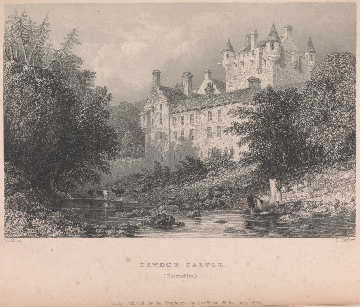 Cawdor Castle, Narnshire (utgiven av G. Virtue); sida 59 (volym ett) av Thomas Barber