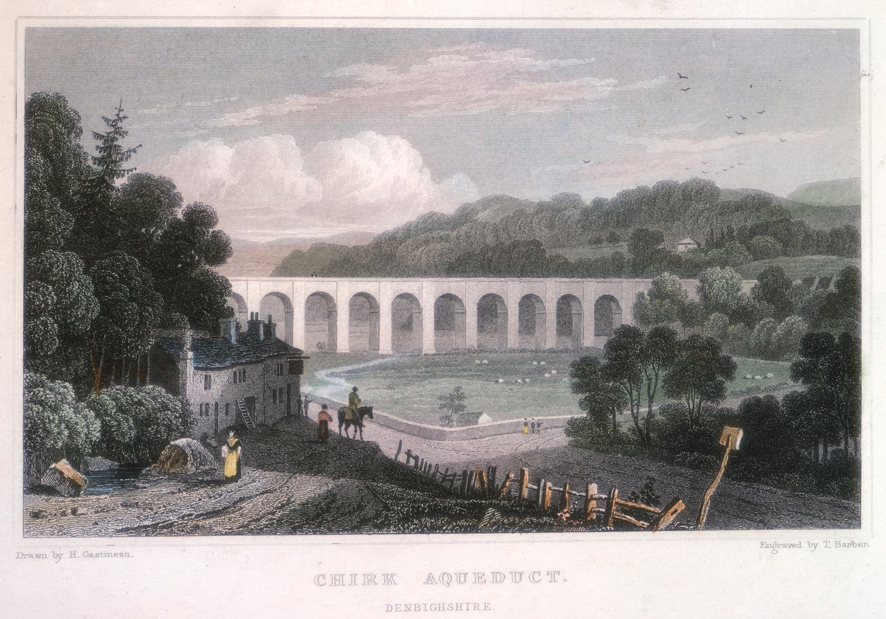 Chirk-akvedukten på Ellesmere-kanalen, c1829 av Thomas Barber